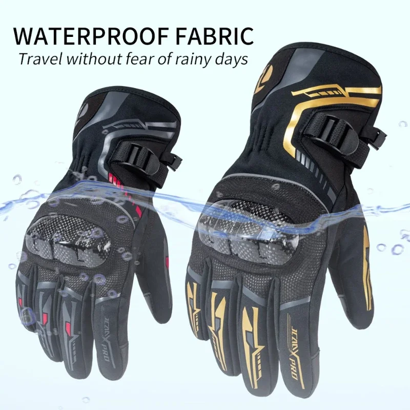 Men High-quality Winter Warm Waterproof Anti-fall Women Moto Riding Gloves Carbon Fiber Windproof Anti-Slip Motorcycle Gloves