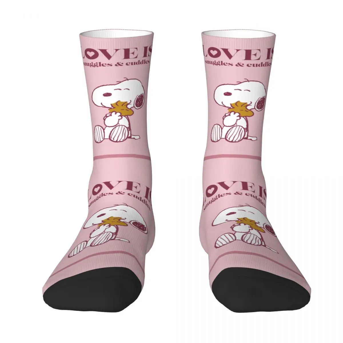 Snoopy Woodstock Love Is Snuggles & Cuddles Socks Men's Women's Fashion Socks High Quality Spring Winter Middle Tube Socks