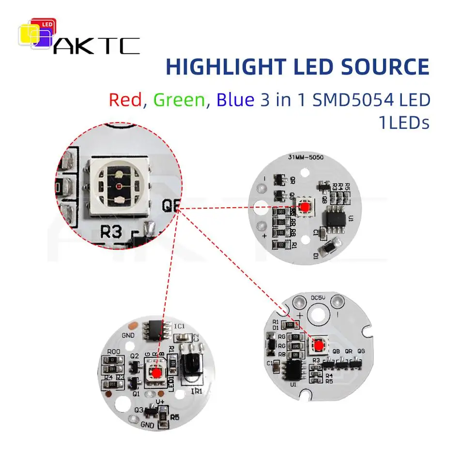 5V Niskonapięciowe światła LED Kolorowa płytka lampy RGB 3W Kolorowe źródło gradientu IR 24-klawiszowy bezprzewodowy zdalny przełącznik Włącznik/wyłącznik