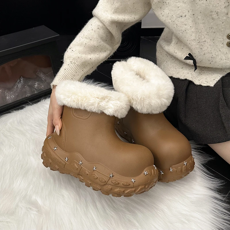 

Versatile Platform Snow Boots for Women in Autumn and Winter, Thickened, Warm, Non-slip and Waterproof Cotton Shoes