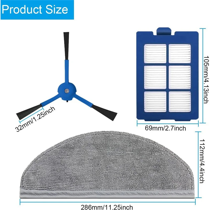 B59B-1Set Parts Accessories For Eufy Robovac X8 Hybrid Robot Vacuum Cleaner HEPA Filters Side Brush Mop Cloth Replacement Parts