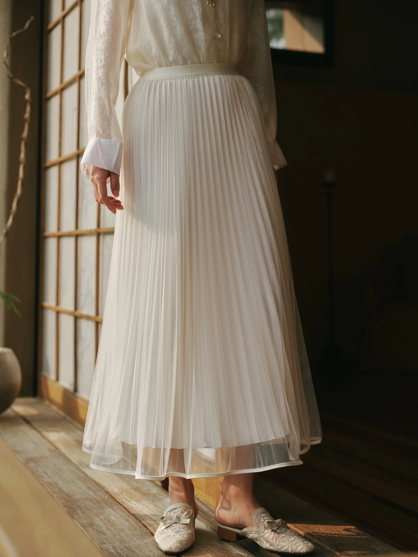

Mega Pasture Jiangnan Series Long A-Line Pleated Skirt Women's Fashionable Traditional Chinese Style Mid-Waist Skirt