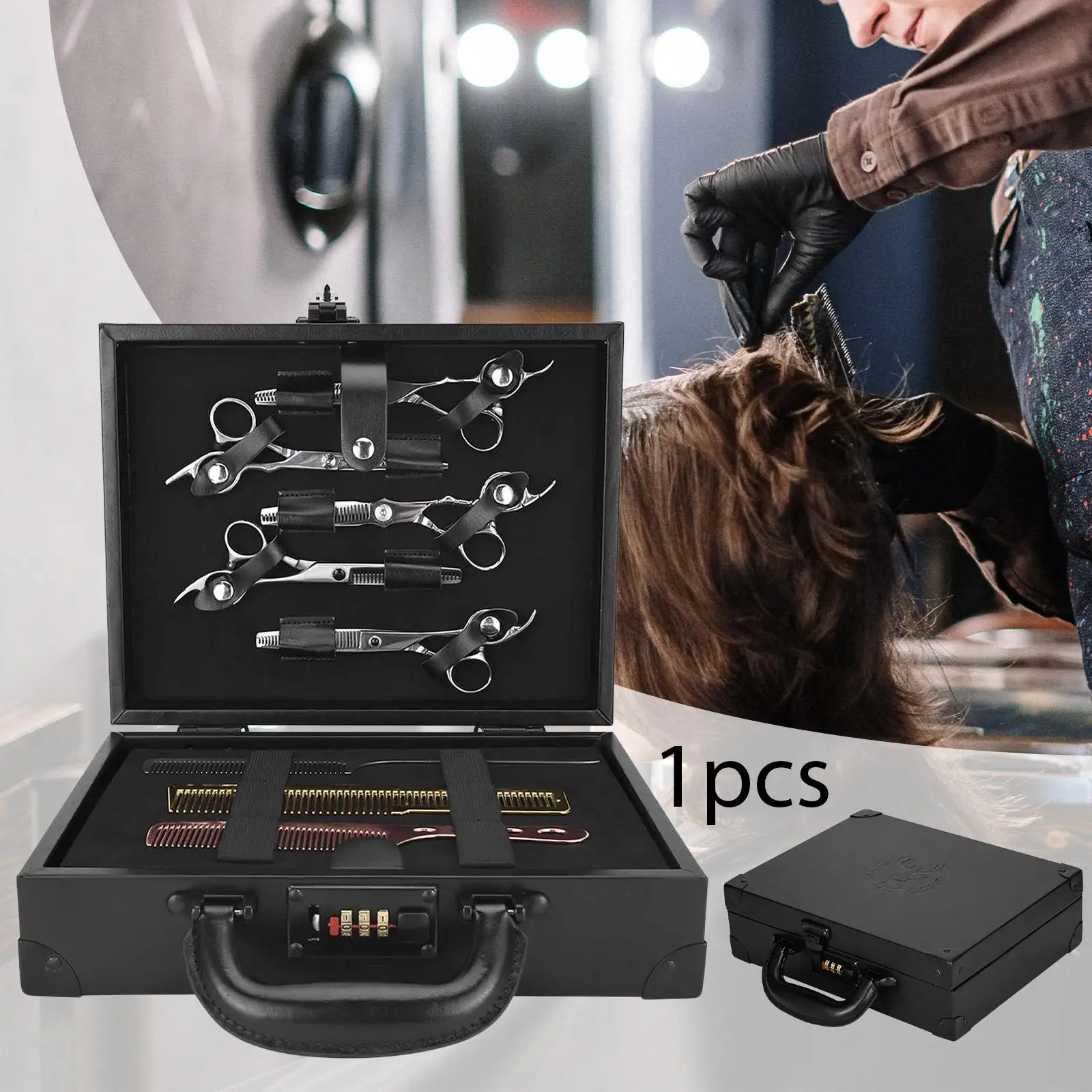 

Barber Hairdressing Tool Case with Combination Lock, Professional Multifunctional Organizer
