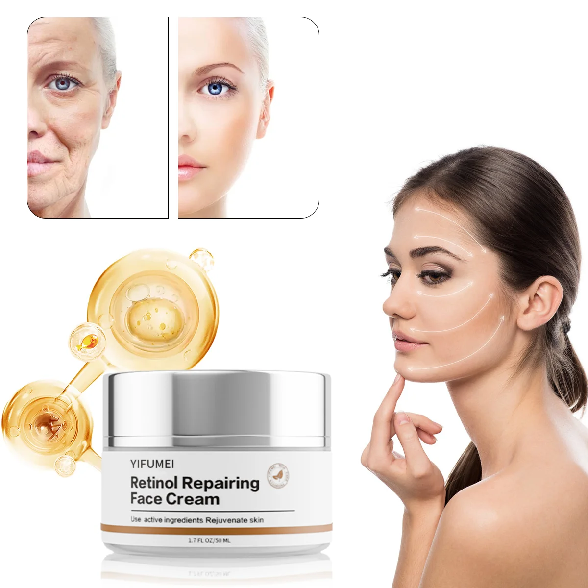 50ML Retinol Repairing Day Cream Nourish&Repair Anti Wrinkle Anti Aging Face Cream Moisturizing Skin Care Whitening Night Cream