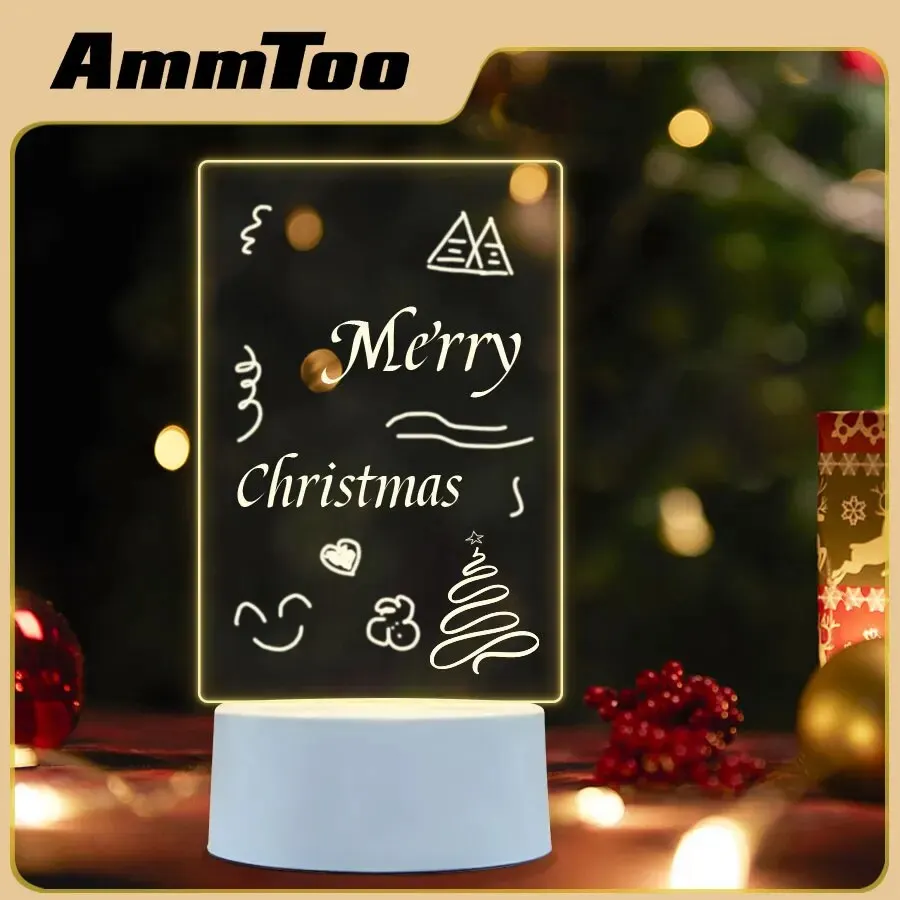 AmmToo LED Copying Table Children Drawing Board Transparent Adjustable Brightness Night Light Notebook Acrylic Erasable Message