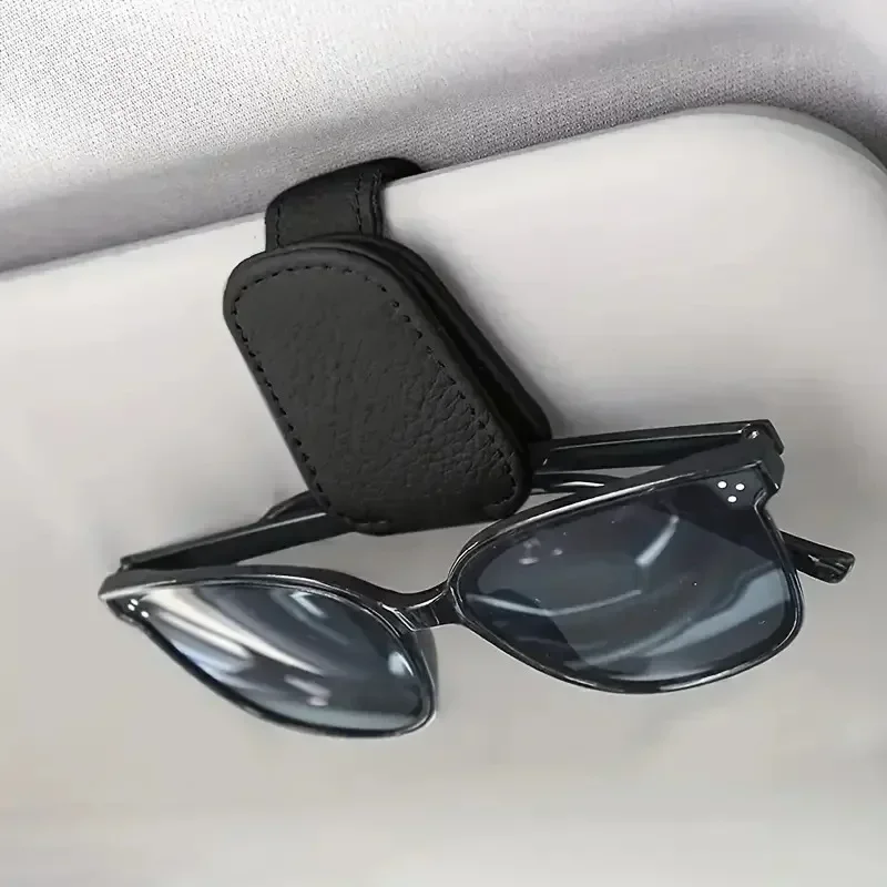 1Pcs Sunglasses Holder Is Suitable for Car Sunshades Magnetic Leather Sunglasses Clip and Ticket Clip Car Sunshade Accessories