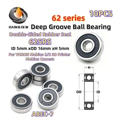 10Pcs 625-2RS 5x16x5mm ball bearing 623RS 3x10x4mm 624RS 4x13x5mm 626RS 6X19X6mm 627RS 7x22x7mm 628RS 8x24x8mm 629RS 9x26x8mm