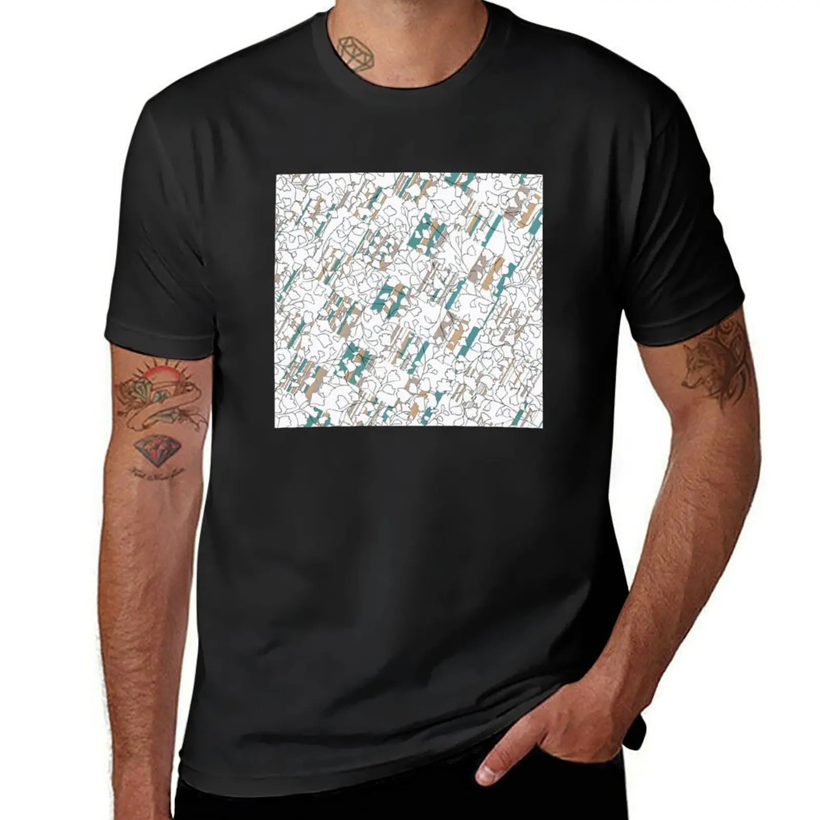 Fragmented Squares with Maidenhair Fern T-Shirt vintage clothes korean fashion mens clothing