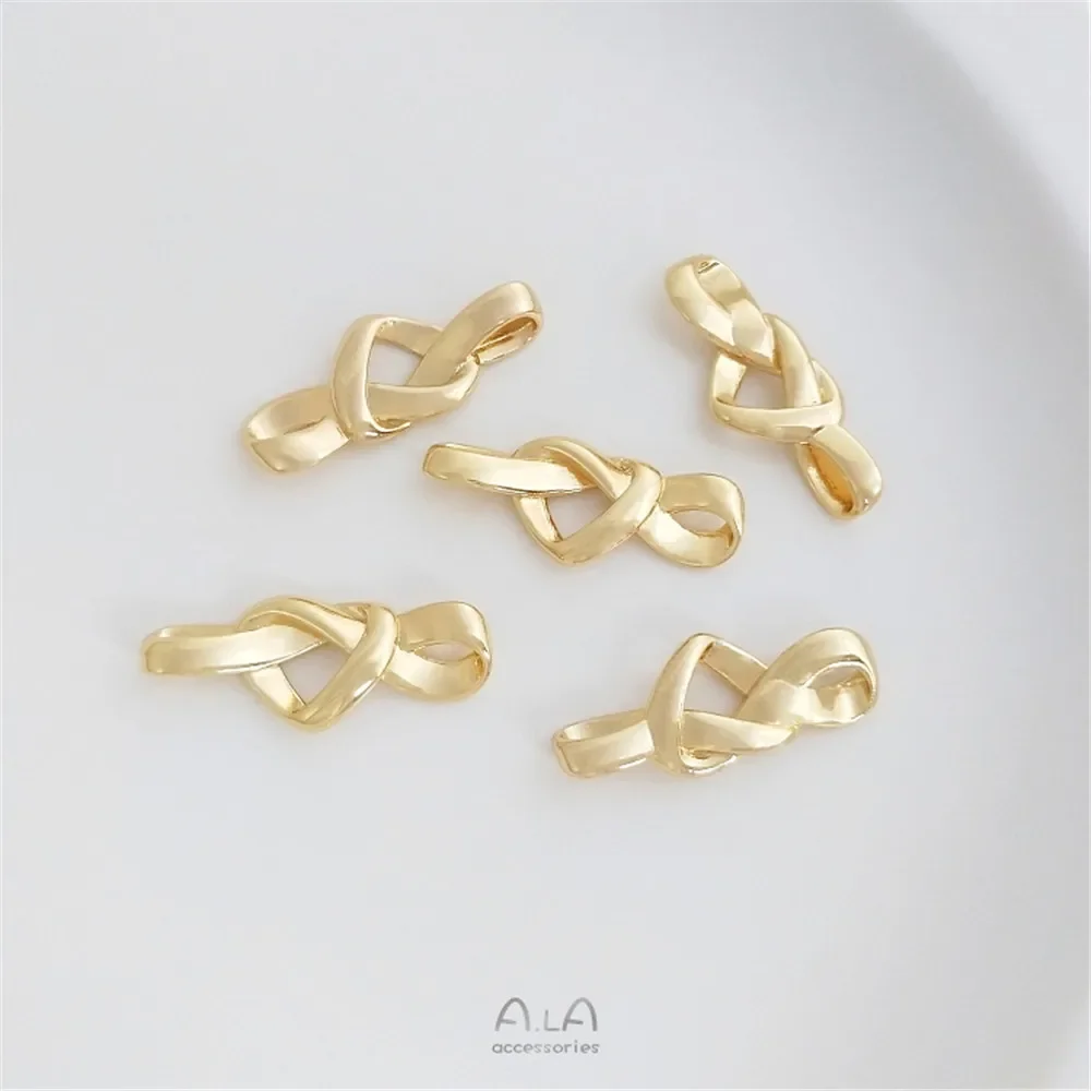 25.6x10mm 1pcs 14K Gold Plated heart knot attachment bow accessory handmade diy necklace bracelet accessories