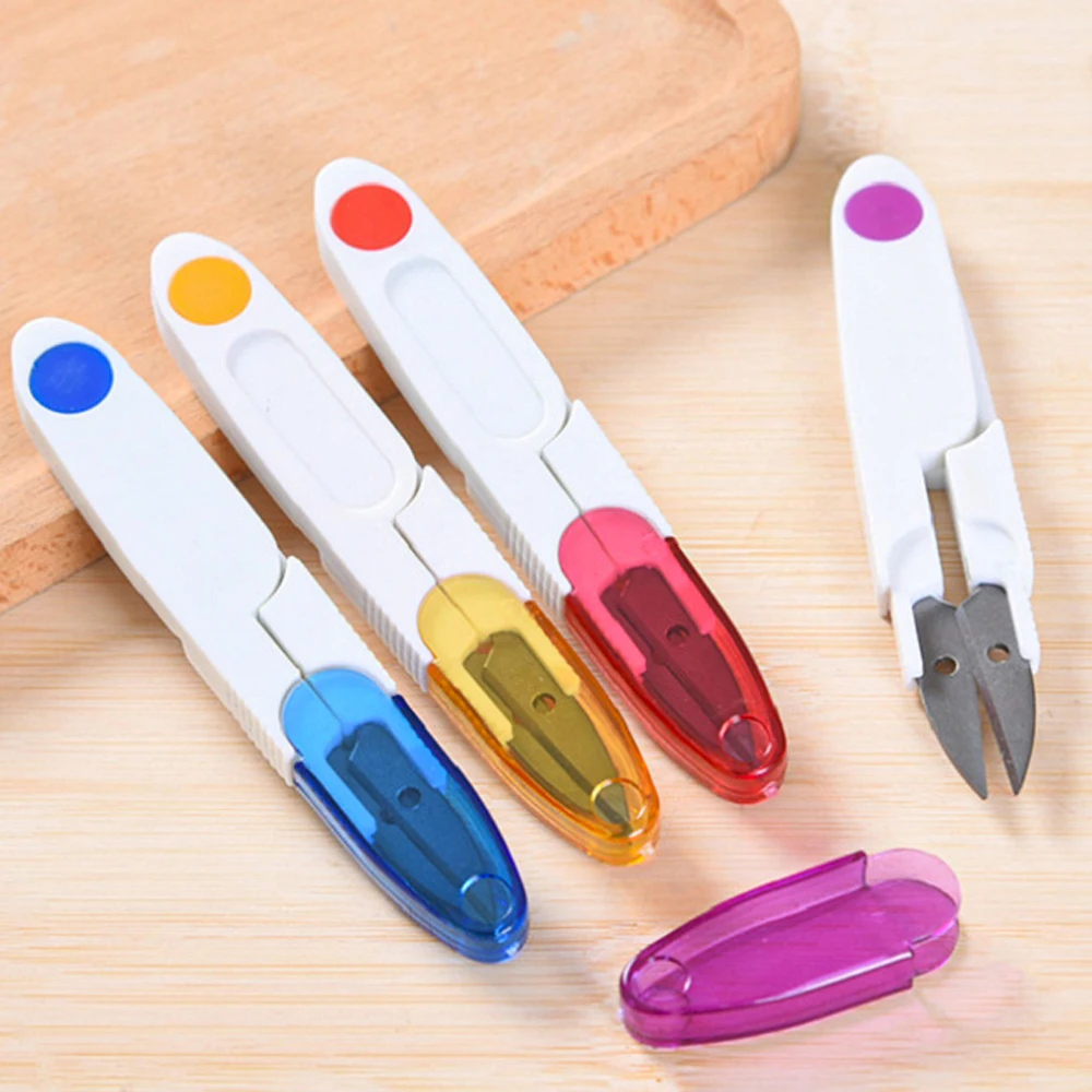Embroidery Scissors With Cover Plastic Handle Sewing Snip Thread Cutter Tailor Scissors For DIY Craft Embroidery Sewing Supplies