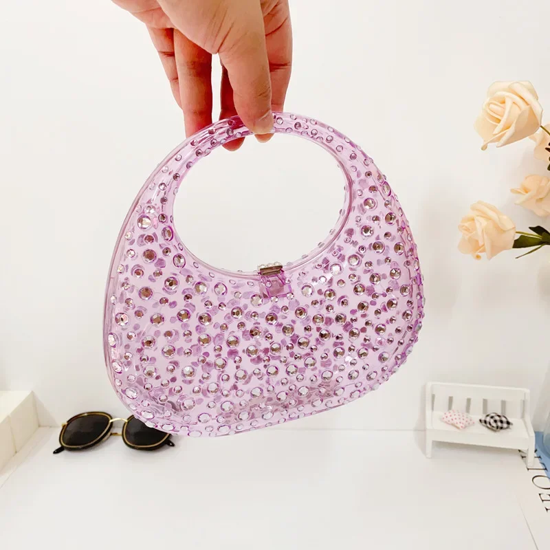 New Handbag Women Transparent Summer Acrylic Bags  Encrusted Evening Bags Luxury Designer Wedding Clear Bags handbag