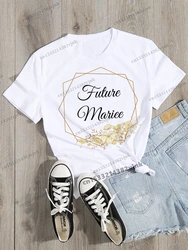 Mulheres camiseta preta de manga curta, camiseta festa de casamento, Team Bride Future, Mariee Bride, Ladies Basic Casual O-Collar, Evjf