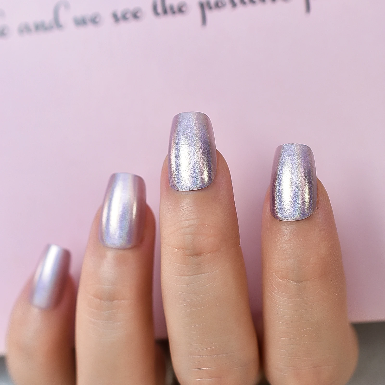 Press on Nails Square Cateyes Artificial Fake Nails Glitter for Women Girls