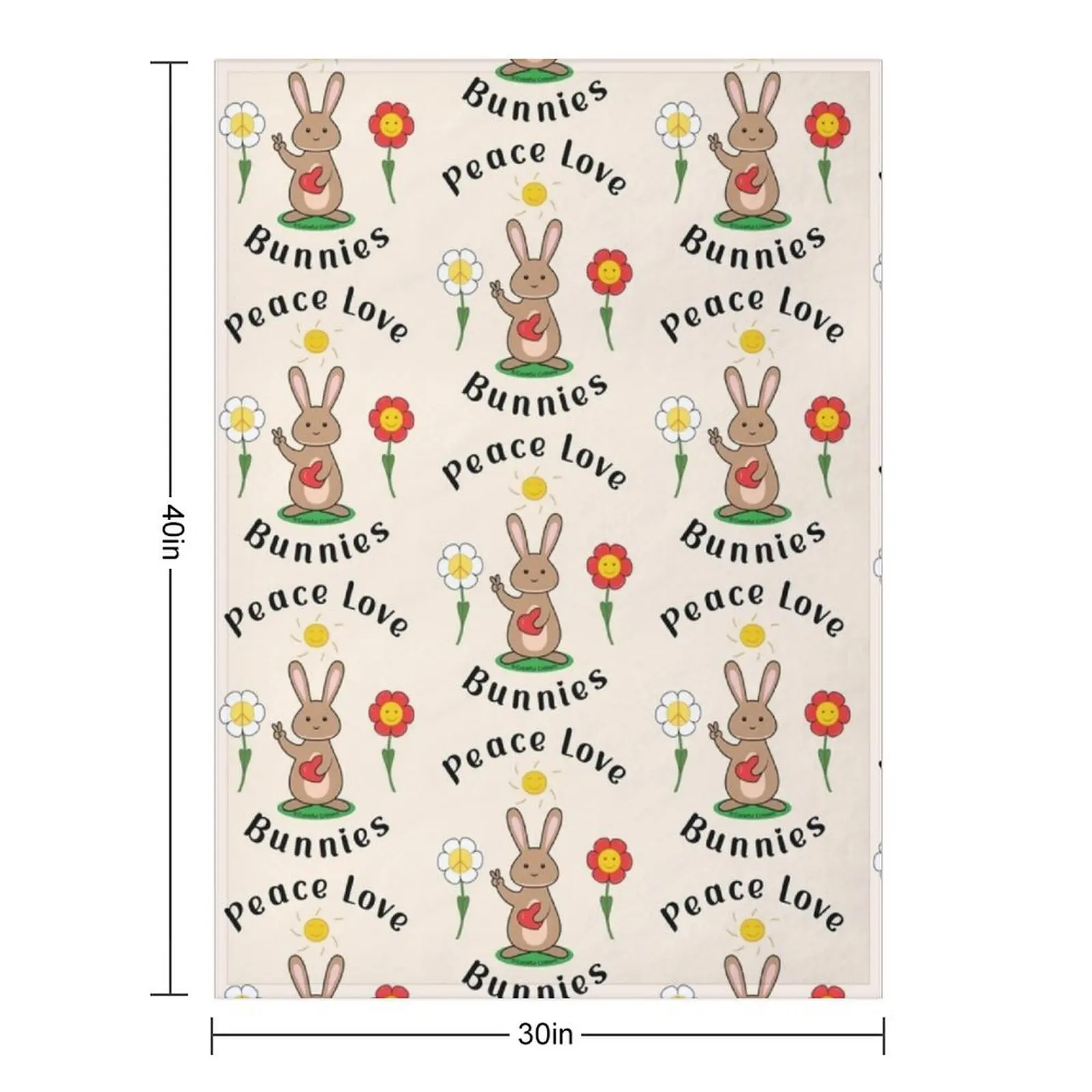 Peace Love Bunnies Throw Blanket anime Designers Thermal Retros Blankets