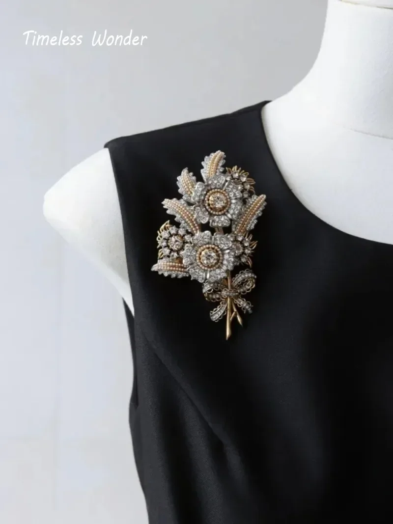 Timeless Wonder Retro Zircon Geo Floral Brooch Pins for Women Designer Jewelry for Gown Runway Rare Luxury Gift Statement 5381