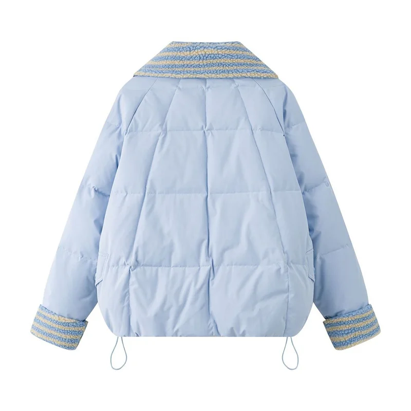 

Новинка 2025 года, зимняя куртка, женское пуховое хлопковое пальто, короткие паркеры с воротником из овечьей шерсти, свободное хлопковое пальто, корейское толстое теплое пальто