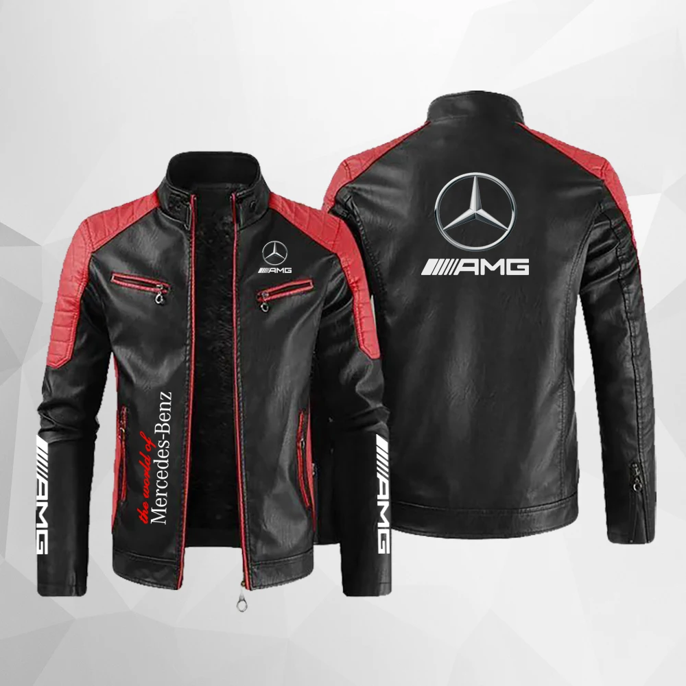 2024 new autumn and winter men\'s and women\'s Mercedes Benz men\'s and women\'s motorcycle riding leather jacket F1 sportswear