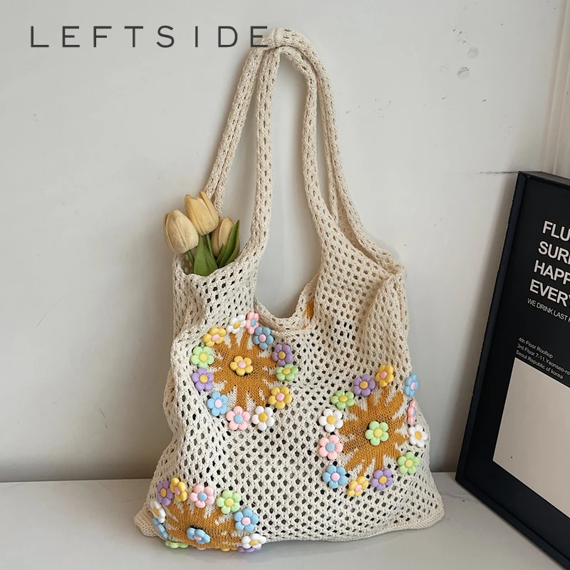 

LEFTSIDE High-capacity Knited Hobo Bags for Women 2025 Korean Fashion Summer Shoulder Bags Handbags and Purses Weave Beach Bag