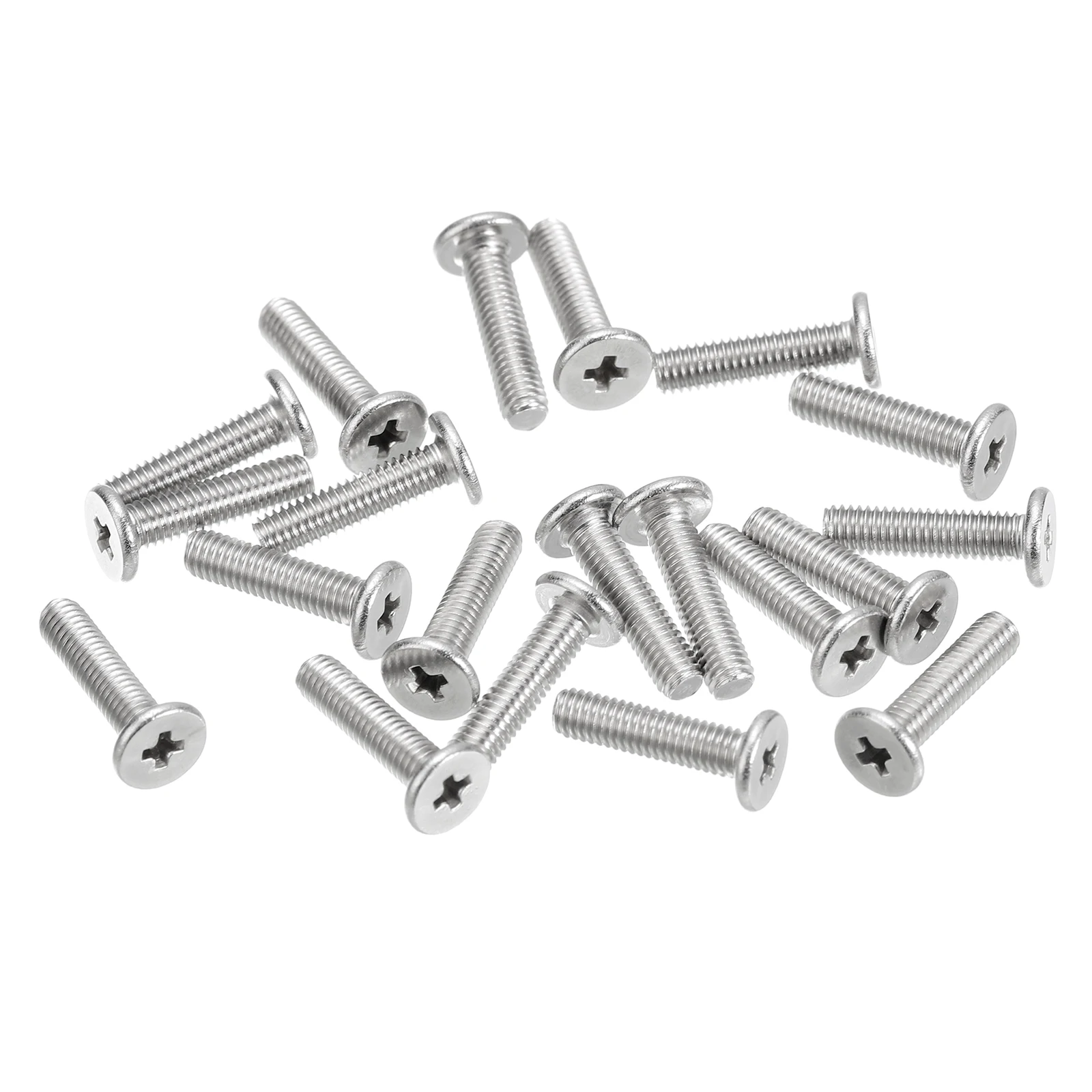 Uxcell 50Pcs M1 M1.2 M1.4 M1.6 M3 M5 Flat Round Head Screws 304 Stainless Steel Phillips Drive Machine Screws Hardware Fastener
