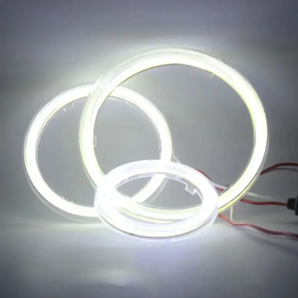 1Para ciepłych/białych/niebieskich 60mm 70mm 80mm 90mm 100mm 120mm COB LED Angel Eyes z powłoką Halo Ring Żarówka Światło przeciwmgielne do