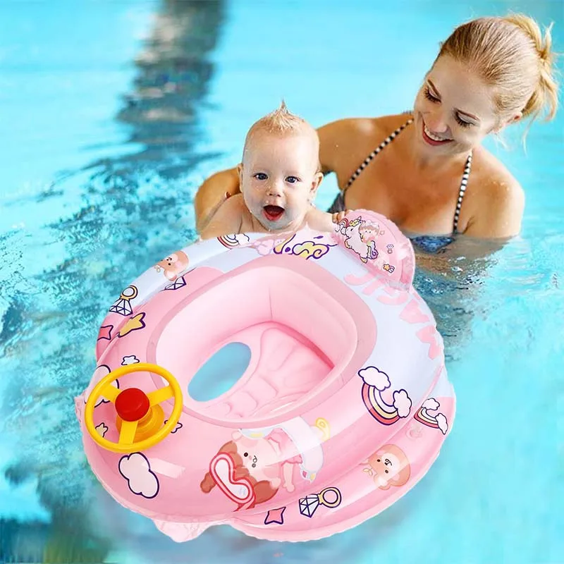 Pool Float für Kleinkind aufblasbare Cartoon Schwimmbad Ring Sitz Boot Schwimm rohr mit Lenkrad Horn für Jungen Mädchen