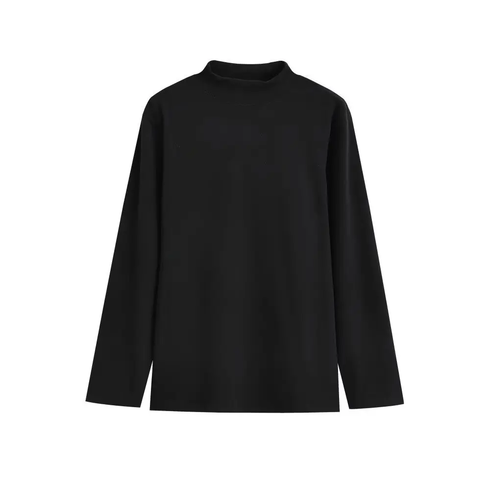 New men's base shirt with semi high collar and German velvet long sleeved T-shirt for warm and casual wear in autumn and winter,