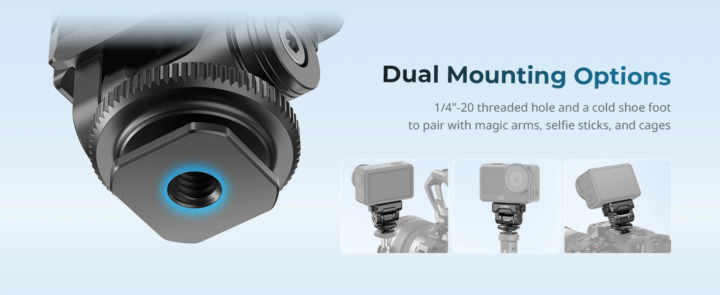 SmallRig Cold Shoe-Halterung für DJI Osmo Action 6 / Nano, mit Schnellverschluss-Halterung 160 ° Neigungsverstellbar mit 1/4"-20-Grad-Loch für Käfige – Detail 5