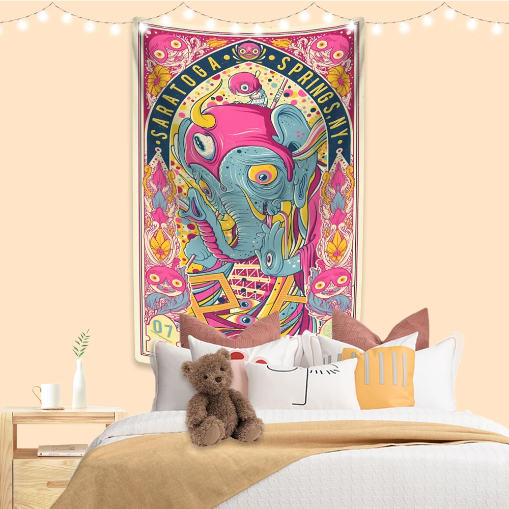 XxDeco Psychedelic Circus Tapestry Hippie Anime Printed Room Dormitory Art Home Decor Wall Hanging Capets Sofa Blanket Yoga Mat