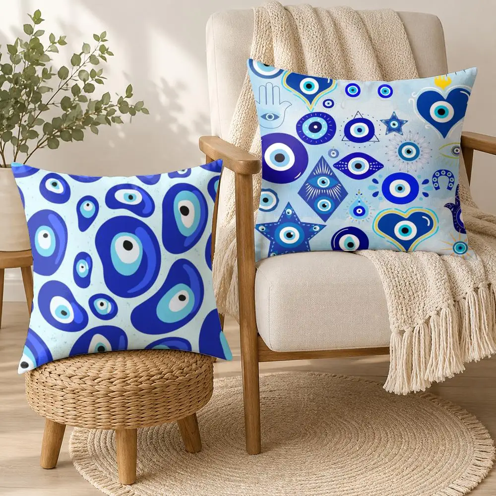 Evil Eye Symbol Art Fashion Cushion Cover Square Decorative Throw Pillow 40x40cm For Sofa Bedroom Living Room Home Decor