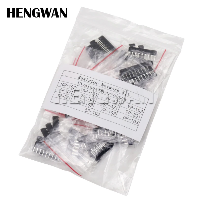 65pcs=13value*5pcs Resistor Network Array kit  Assortment set 9A103 9A102 9A472 9A221 9A331 9A471 7A103 5A103 6A103 8A103 10A103