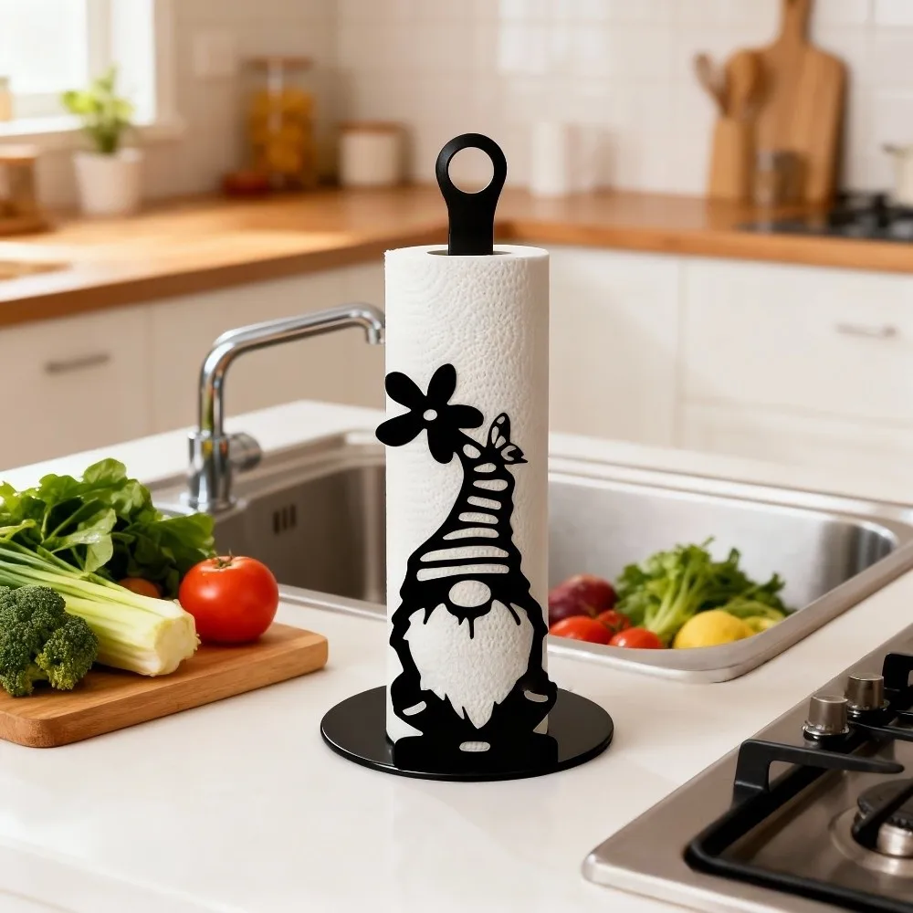 Chef Wooden Base Tissue Holder Desktop Decoration Cute Roll Paper Standing Rack Cartoon Kitchen Towel Rack For Kitchen