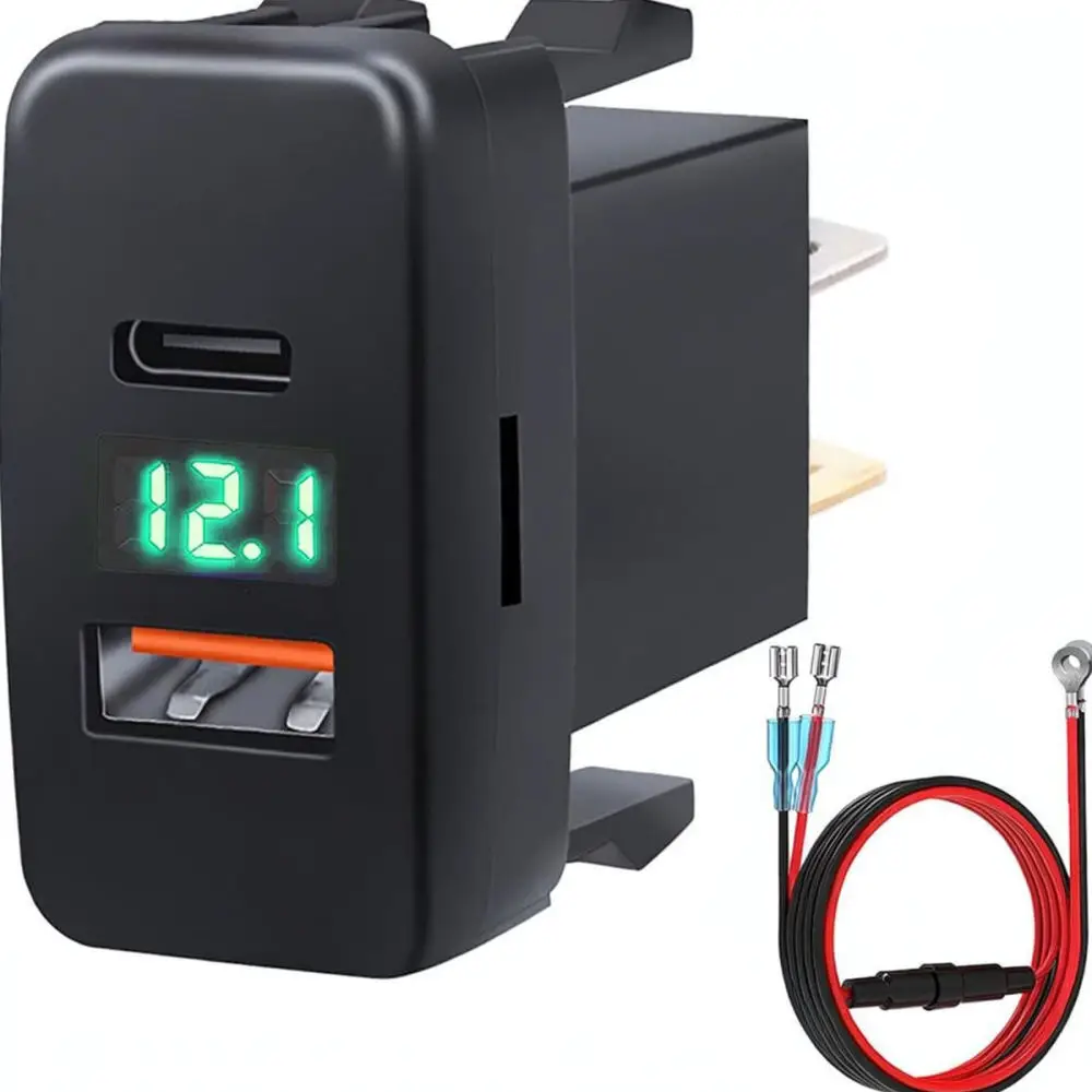 For Toyota Car Phone Charger Socket PD3 0 QC3 0 Fast Charging USB Adapter With Digital Voltage Display Interior Component