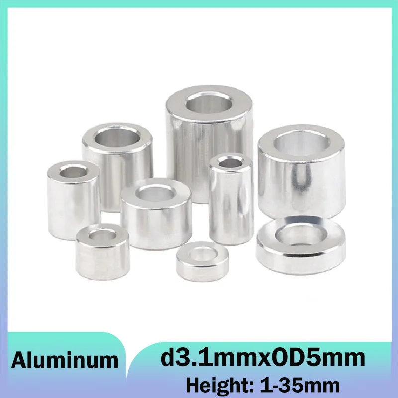 Aluminum Spacer Bushing d3.1mmxOD5mm Height:1-35mm Aluminum Flat Washer Gasket Non-threaded Stand-off Spacer for RC Model Part