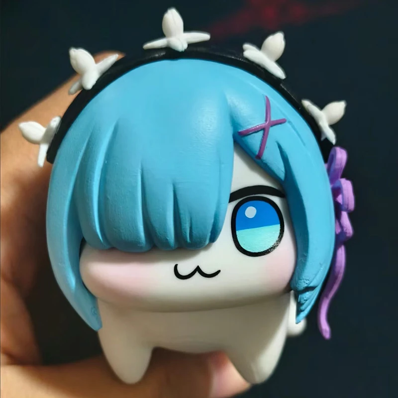 اليابانية الساخنة أنيمي دورو ريم Q نسخة اللعب الشكل دمية تحصيل بولي كلوريد الفينيل ثابت الهزلي سلسلة لعبة سطح المكتب الديكور هدايا عيد الميلاد