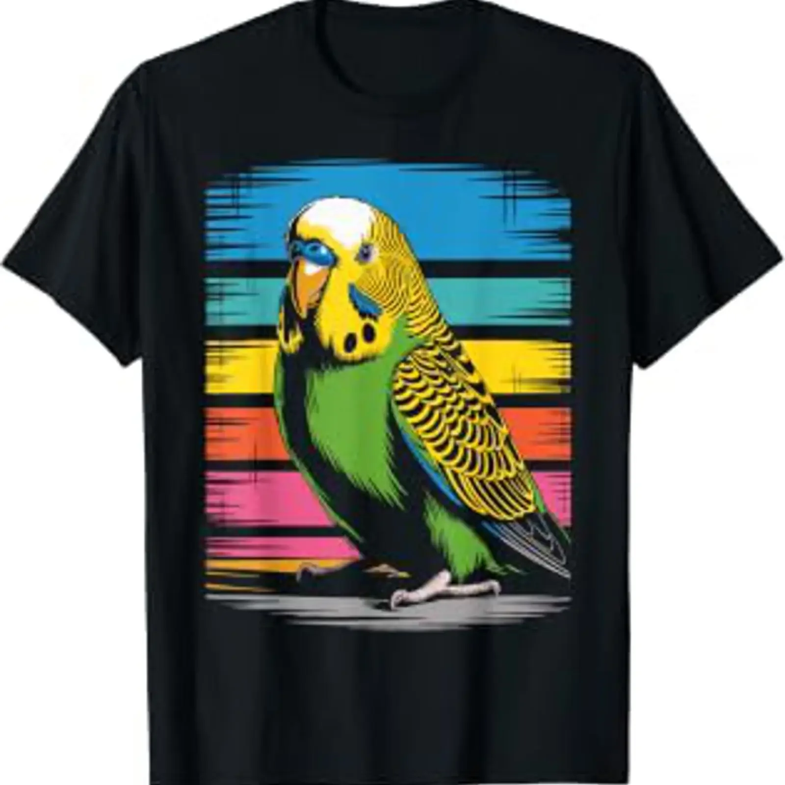 Budgie Parakeet Art Work T Shirt vintage Washed Stretched Breathable Soft Versatile homme fashion streetwear Casual graphic