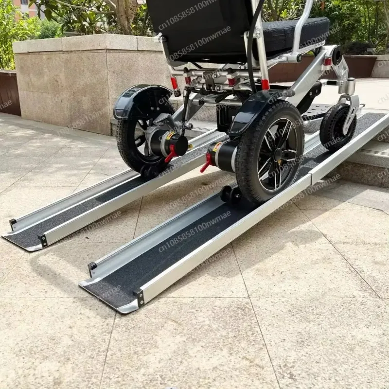 Aluminum alloy telescopic wheelchair ramp, portable barrier-free ramp board, climbing board
