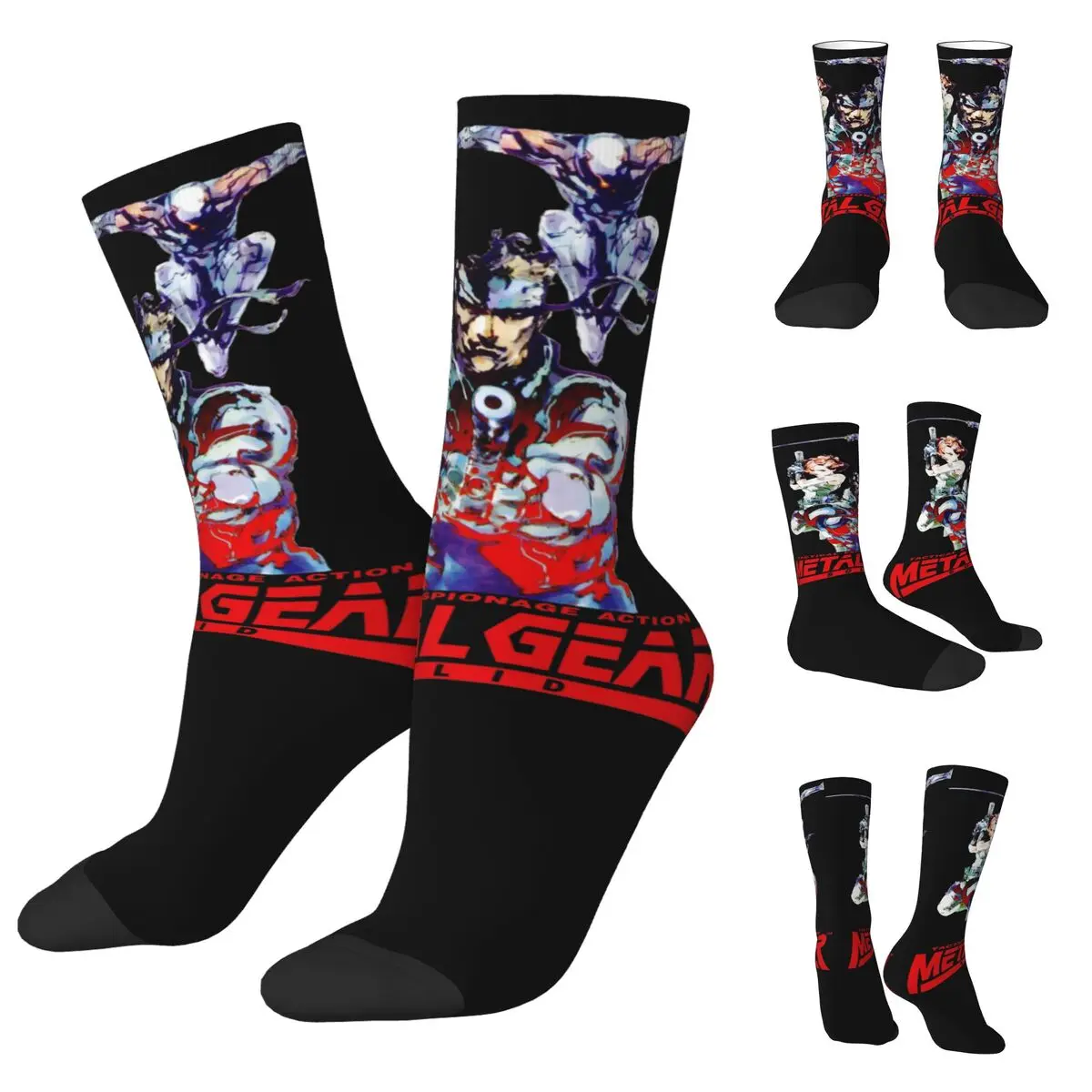 MGS1 Solid Snake Game cosy Unisex Socks,Hip Hop Happy 3D printing Socks,Street Style Crazy Sock