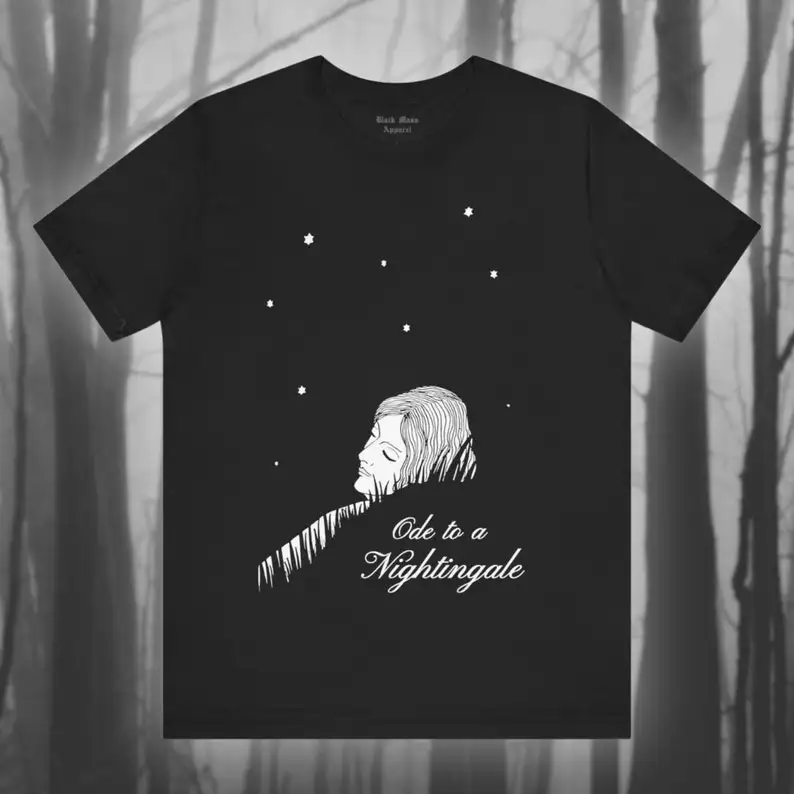 

Ode to a Nightingale, John Keats Poem T-shirt, William Thomas Horton Art, Classic Literature Shirt, Bookworm Gift Unisex Short