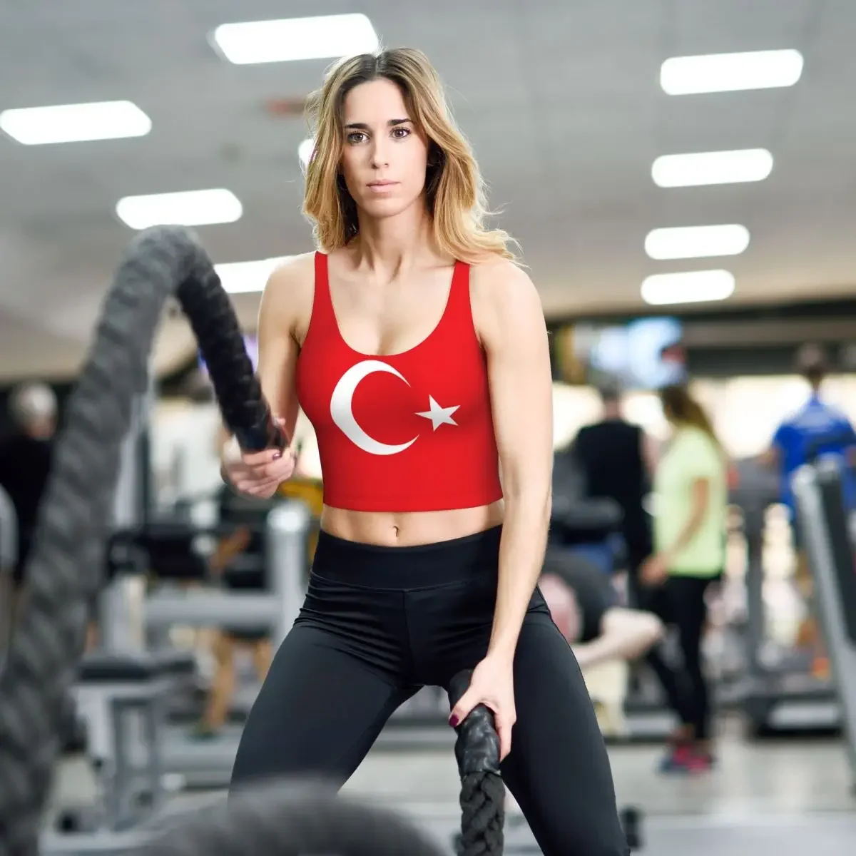تركيا العلم الأساسية القمم المرأة السامبا مثير الخامس الرقبة اليوغا اللياقة البدنية القمم الرياضية