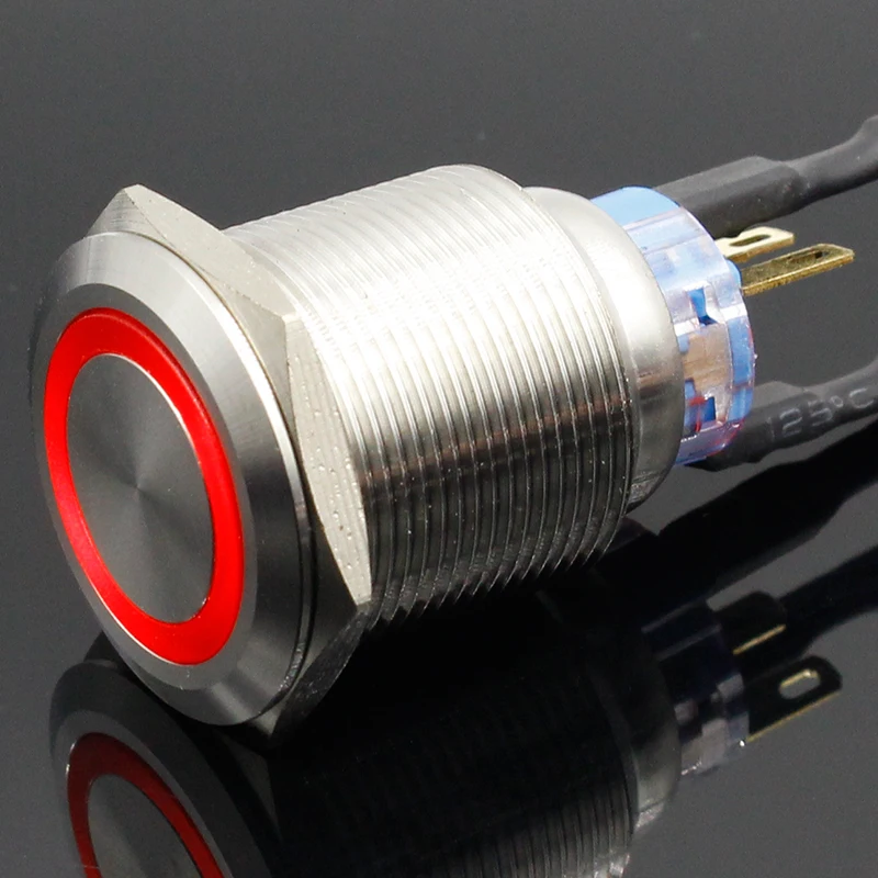 1PC Colorful Useful Durable 5V 12V 24V 220V 22mm LED Power Push Button Switch Momentary/Latching Waterproof Metal Self-Locking