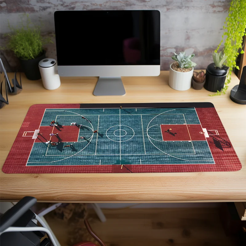 ملحقات مكتبية لملعب كرة السلة، لوحة مكتب كبيرة جدًا للألعاب للمكتب، قاعدة مطاطية غير قابلة للانزلاق، لوحة ماوس للكمبيوتر مخيطة