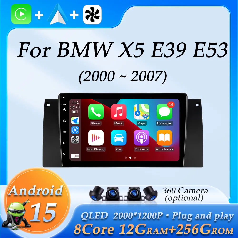 

Car Radio Video Audio Multimedia Player for BMW X5 E39 E53 2000 - 2007 GPS Navi Wireless CarPlay DSP Stereo Split Screen BT WiFi