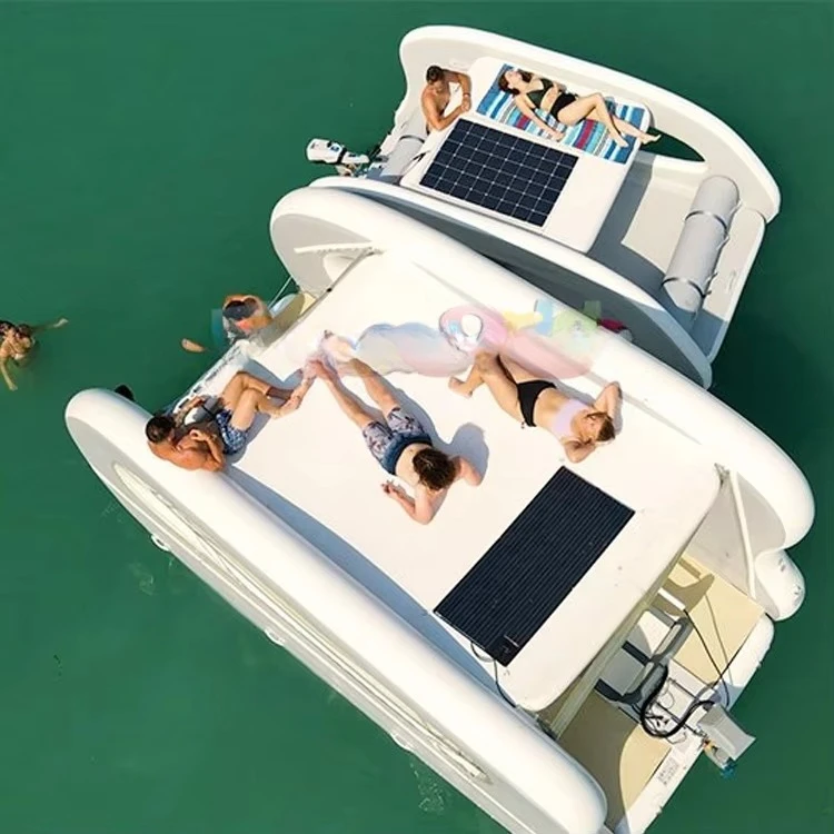 قارب كهربائي قابل للنفخ بالطاقة الشمسية DWF Catamaran