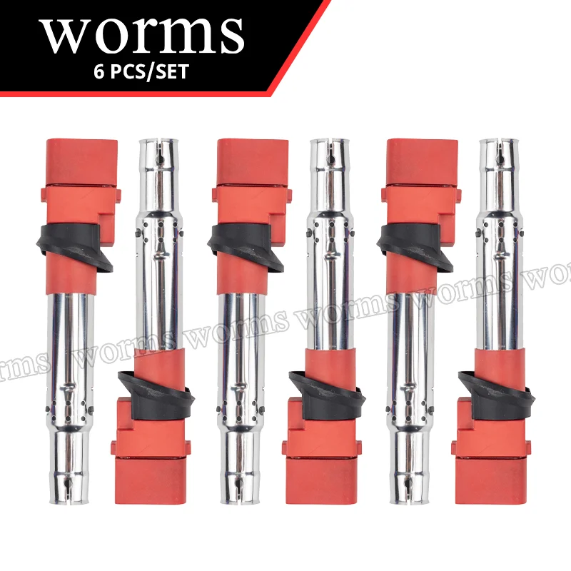 

Worms Racing Ignition Coil Pack 6pcs For Audi Porsche TT Cayenne Passat VW 3.2L 3.6L V6 022905100H bobina de encendido