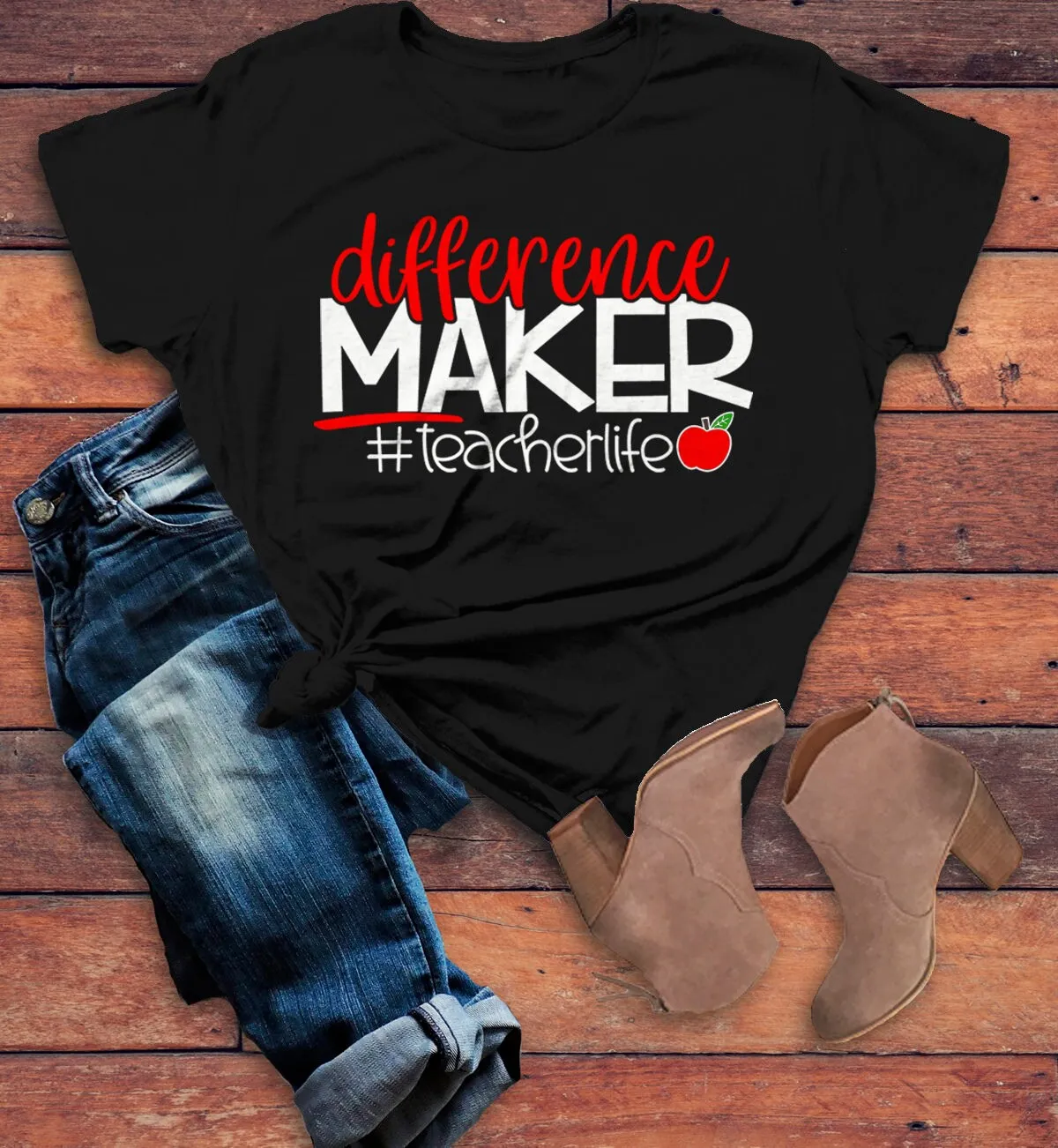 Women's Teacher T Shirt Teaching Difference Maker Teachers Idea Life