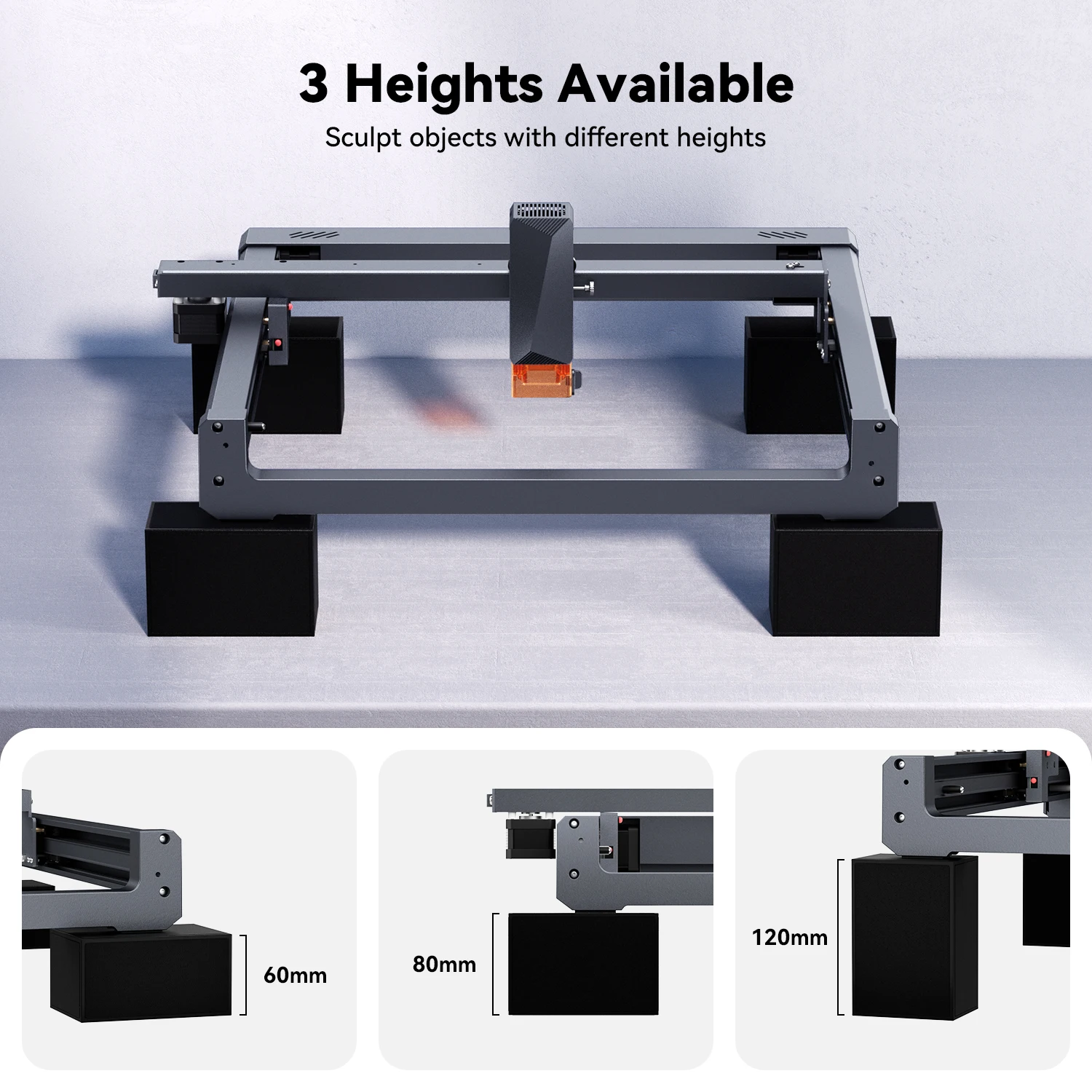 Laser Engraver Heightening Column Leg Kit - Anti-Vibration Suede Pads, Fits Y-Axis Rotary Roller, Leg Extension