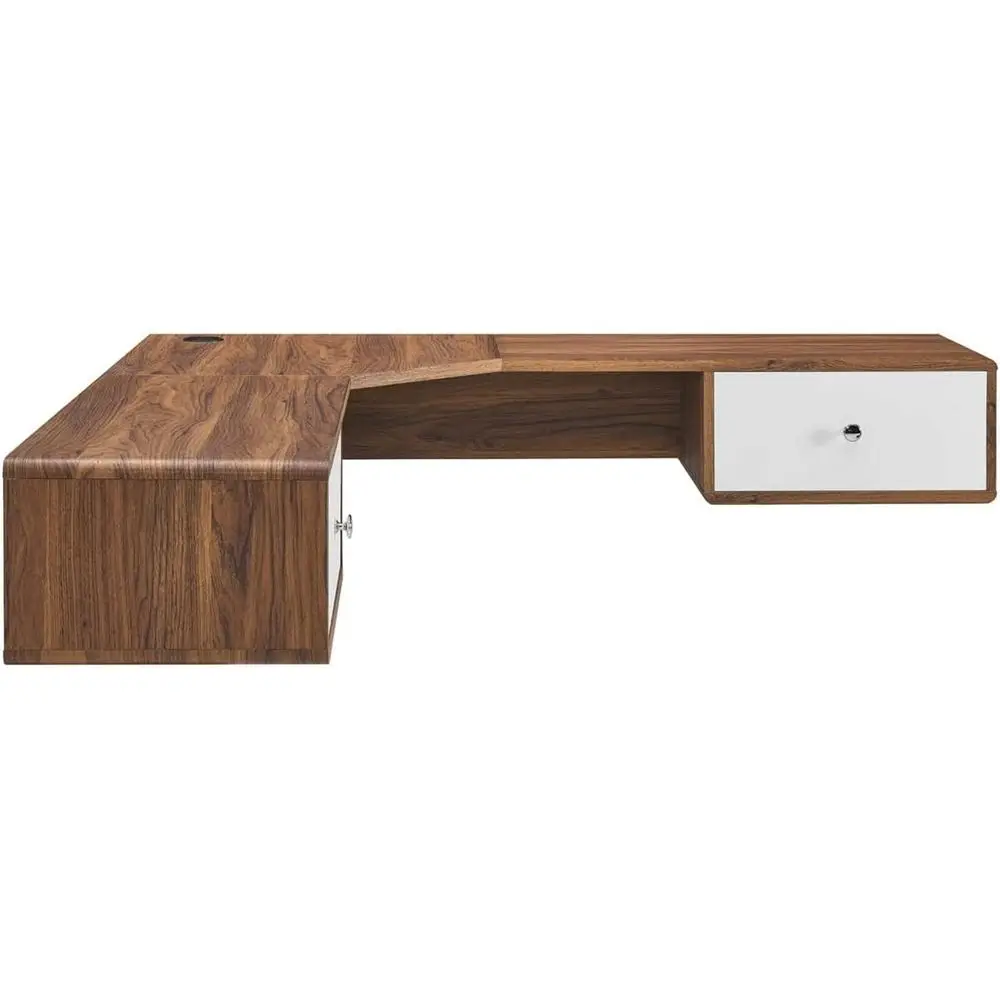 

EEI-5863-WAL-WHI Настольный деревянный офисный стол с настенным креплением, 55 дюймов, цвет орех с белым оттенком