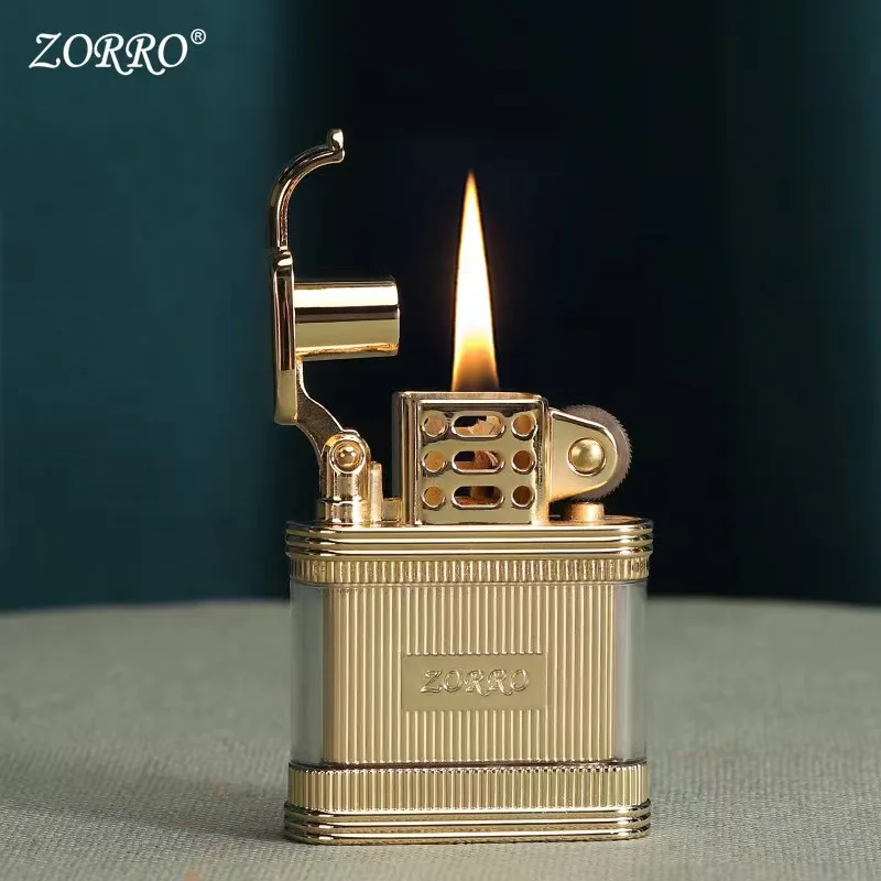 Zorro Z727 Fashion Visible Transparent Oil Bin Classic Rocker Arm Grinding Wheel Kerosene Lighter Men\'s Personality Gift