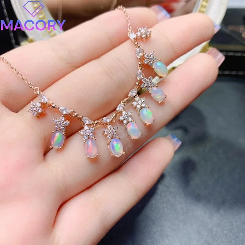 925 sterling silver natural Opal female necklace free shipping sterling silver jewelry certification original pendant