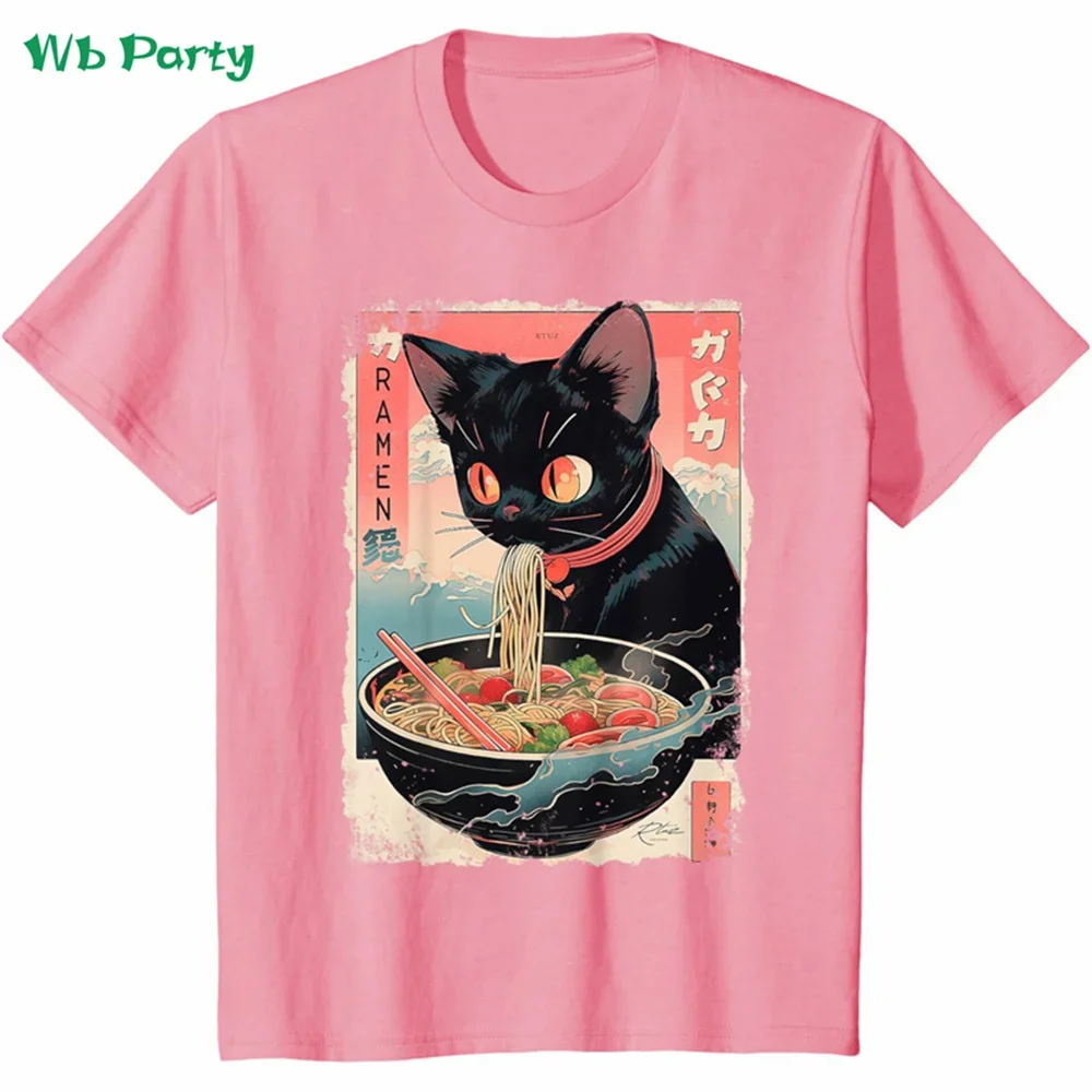 Cat Ramen Grafik Herren Kurzarm-T-Shirt Lustiges Japanisches T-Shirt Oversized Harajuku Tops Sommer Herren Street Casual Kleidung – Detail 7
